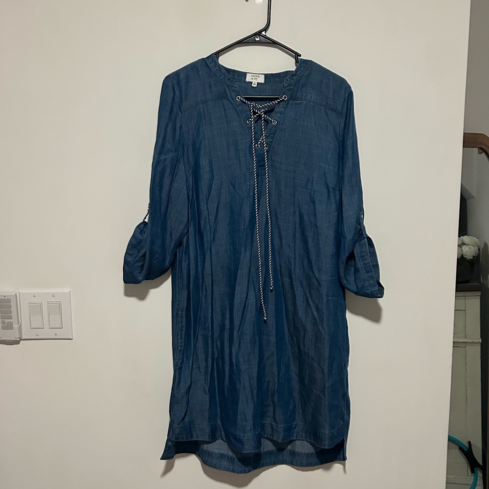 Crown & Ivy Denim Lace-Up Dress